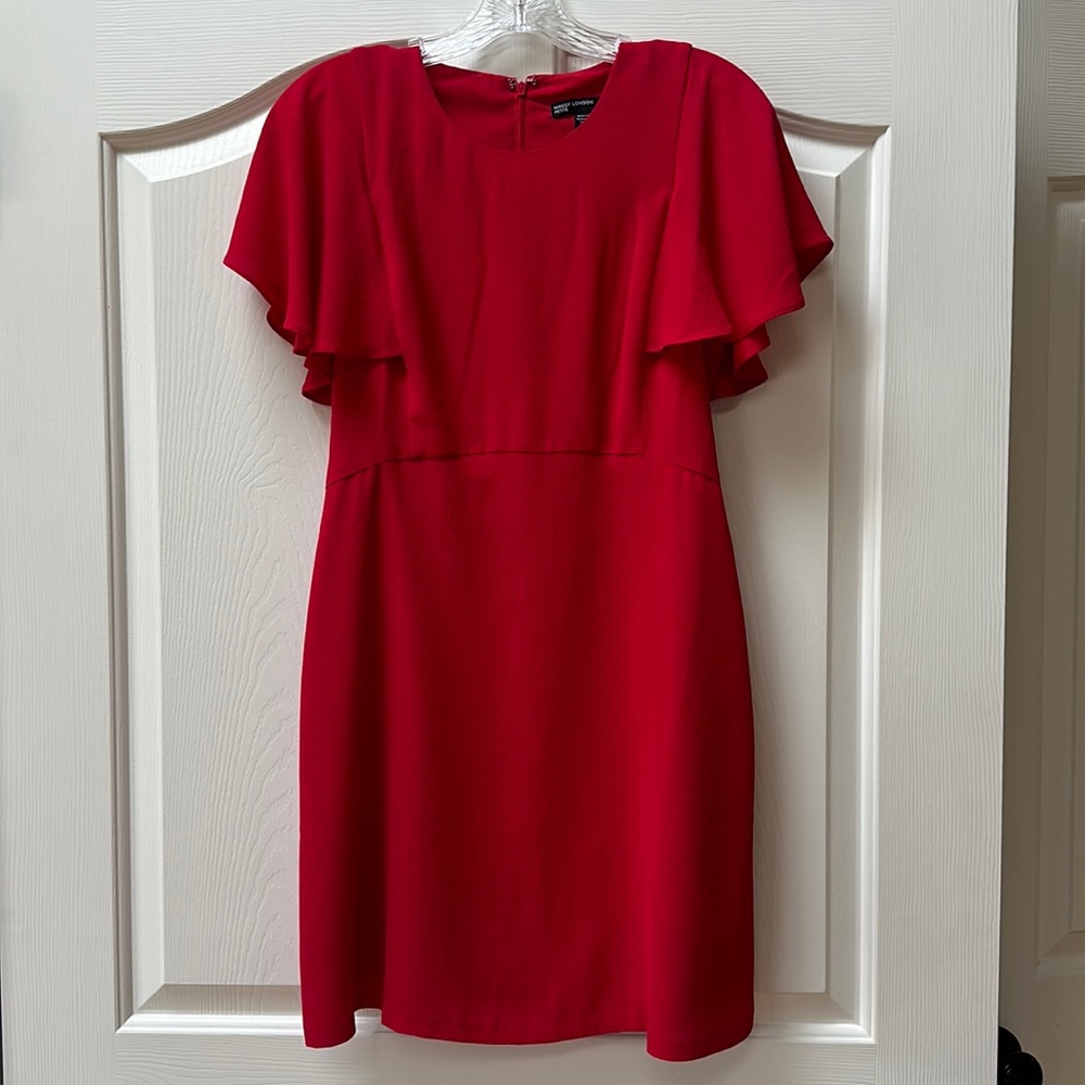 Maggie London petite red dress with flutter sleeves
